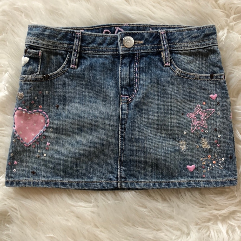 GAP denim embellished mini skirt